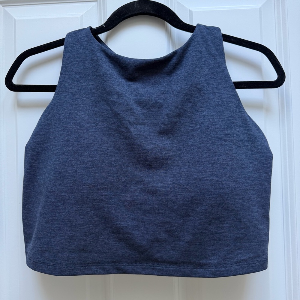 AERIE OFFLINE THE HUGGER LONGLINE HIGH NECK RACERBACK STRETCH SPORTS BRA NAVY XL